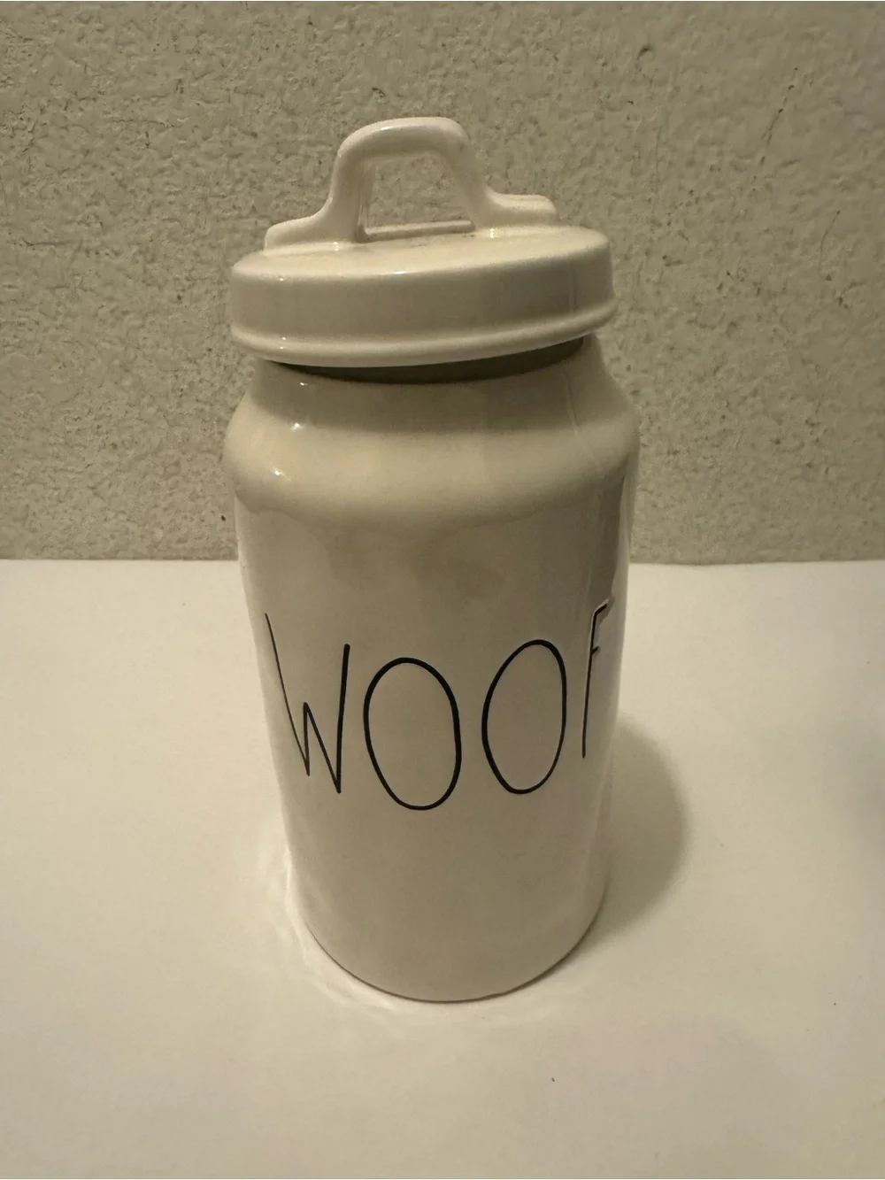 Rae Dunn WOOF Canister - Cream White